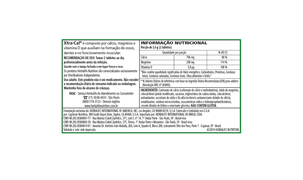 Xtra-Cal 60 Tabletes - 96g